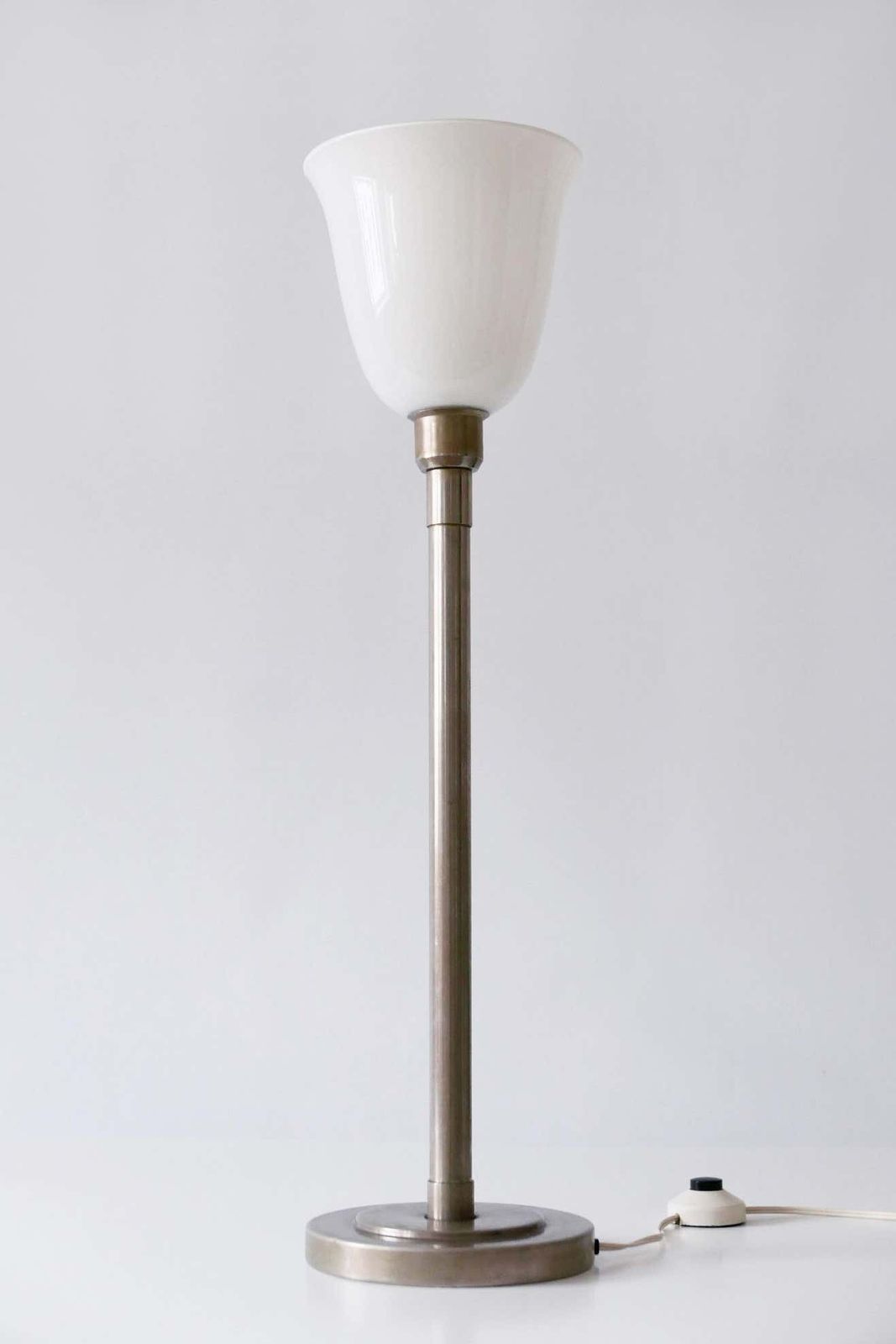 Elegant Art Deco Bauhaus Nickel Plated Brass Table Lamp Or Floor Light, 1930s photo Lighting