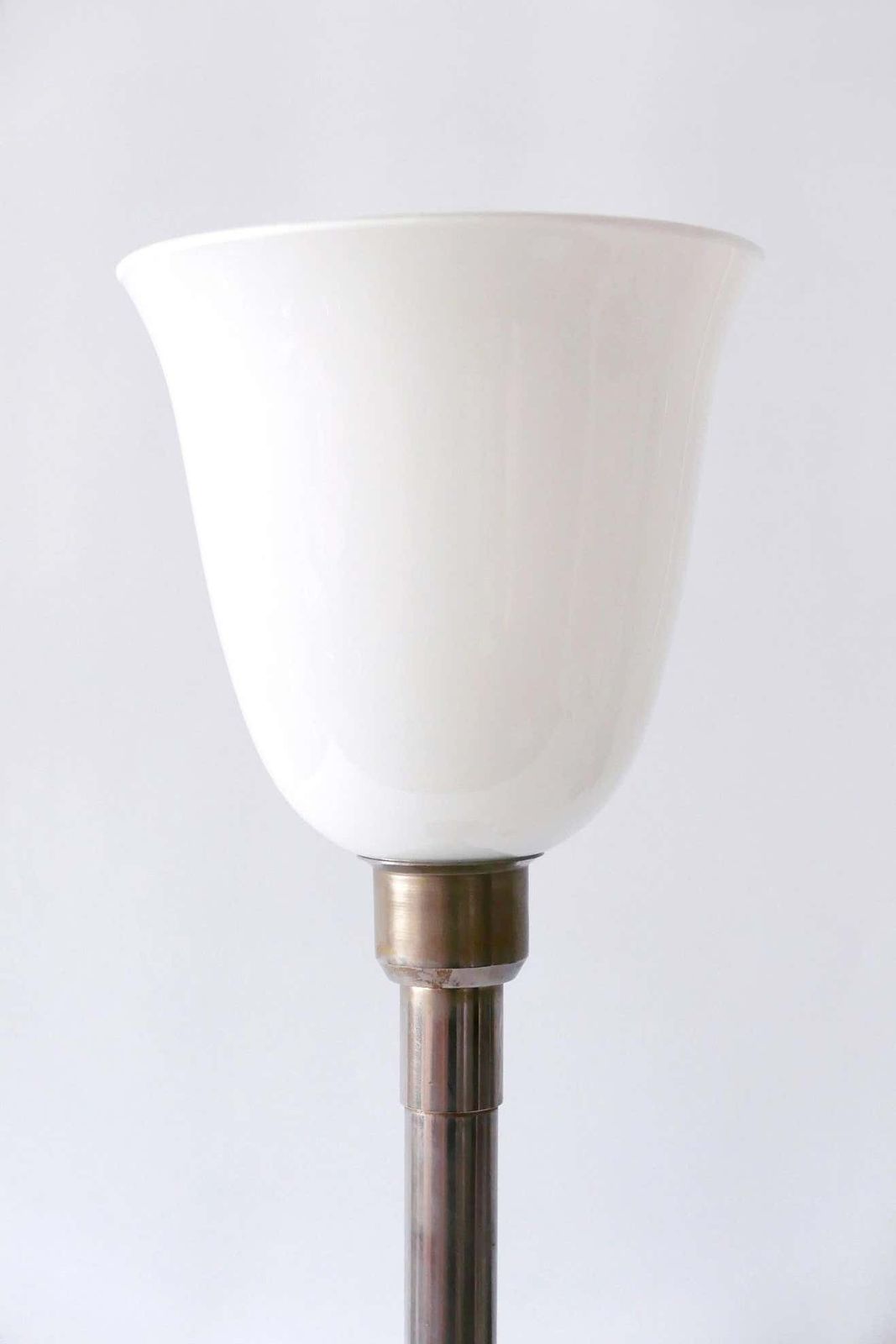 Elegant Art Deco Bauhaus Nickel Plated Brass Table Lamp Or Floor Light, 1930s photo vinterior