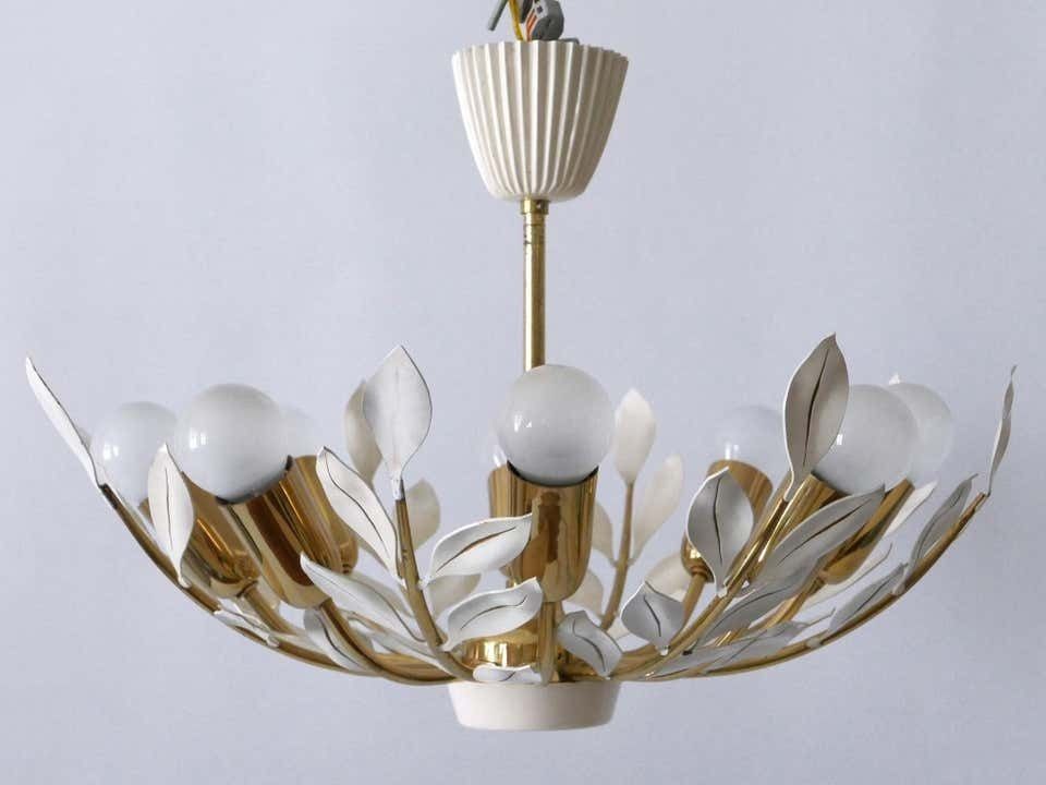 Rare 8 Flamed Sputnik Chandelier Or Pendant Lamp By Vereinigte Werkstätten 1950s photo for sale