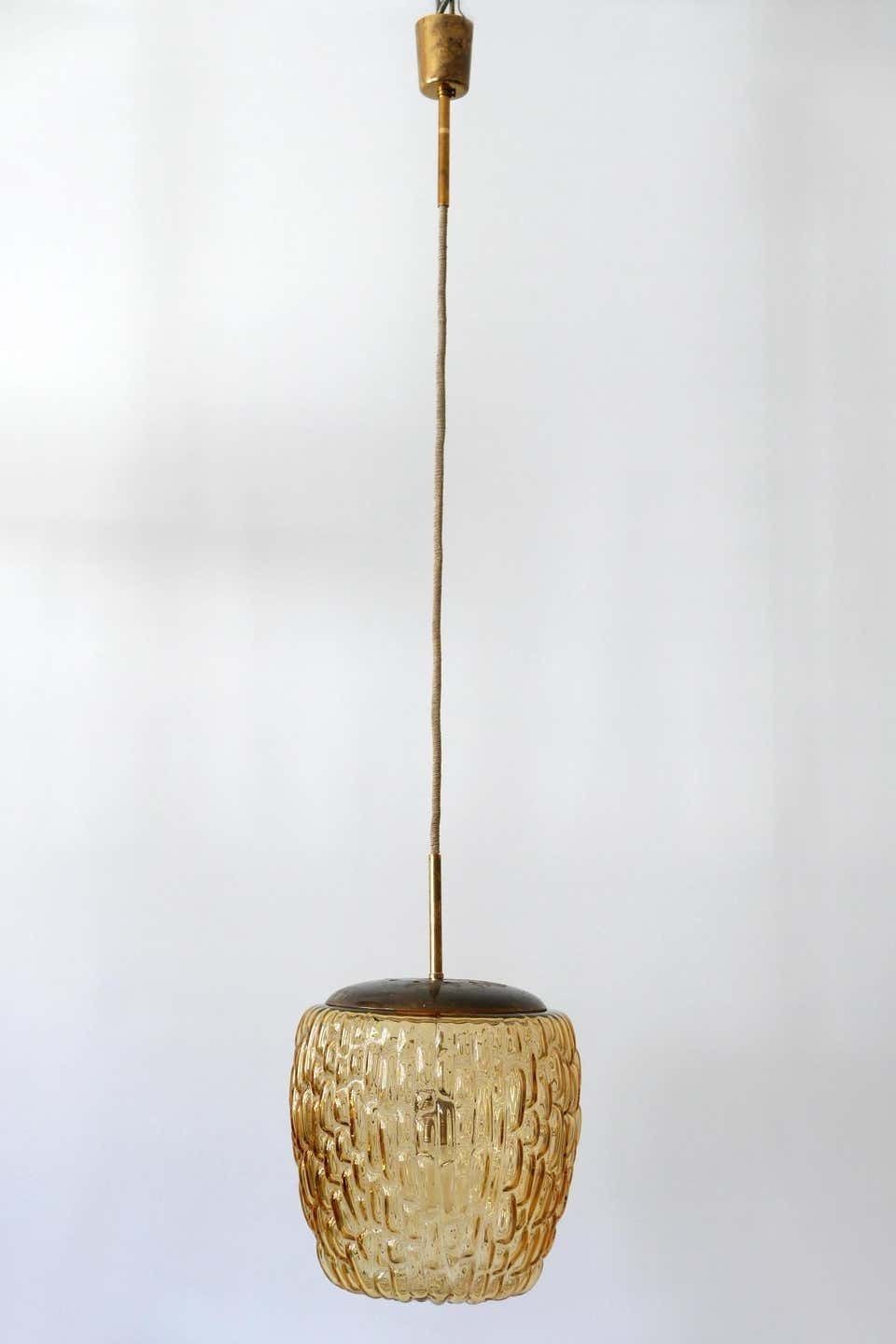 Mid Century Modern Textured Glass Pendant Lamp By Rupert Nikoll, 1950s, Austria photo for sale