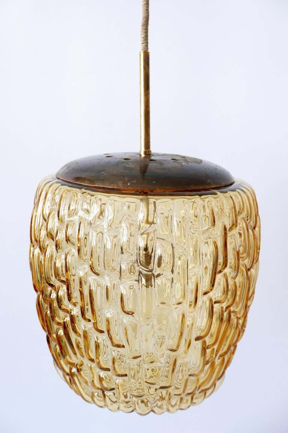 Mid Century Modern Textured Glass Pendant Lamp By Rupert Nikoll, 1950s, Austria photo 2042.0