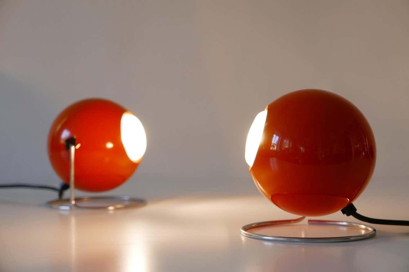 Set Of Two Mid Century Modern Metal ''Eye'' Table Lamps, Erco, 1960s 1970s Germany photo furniture
