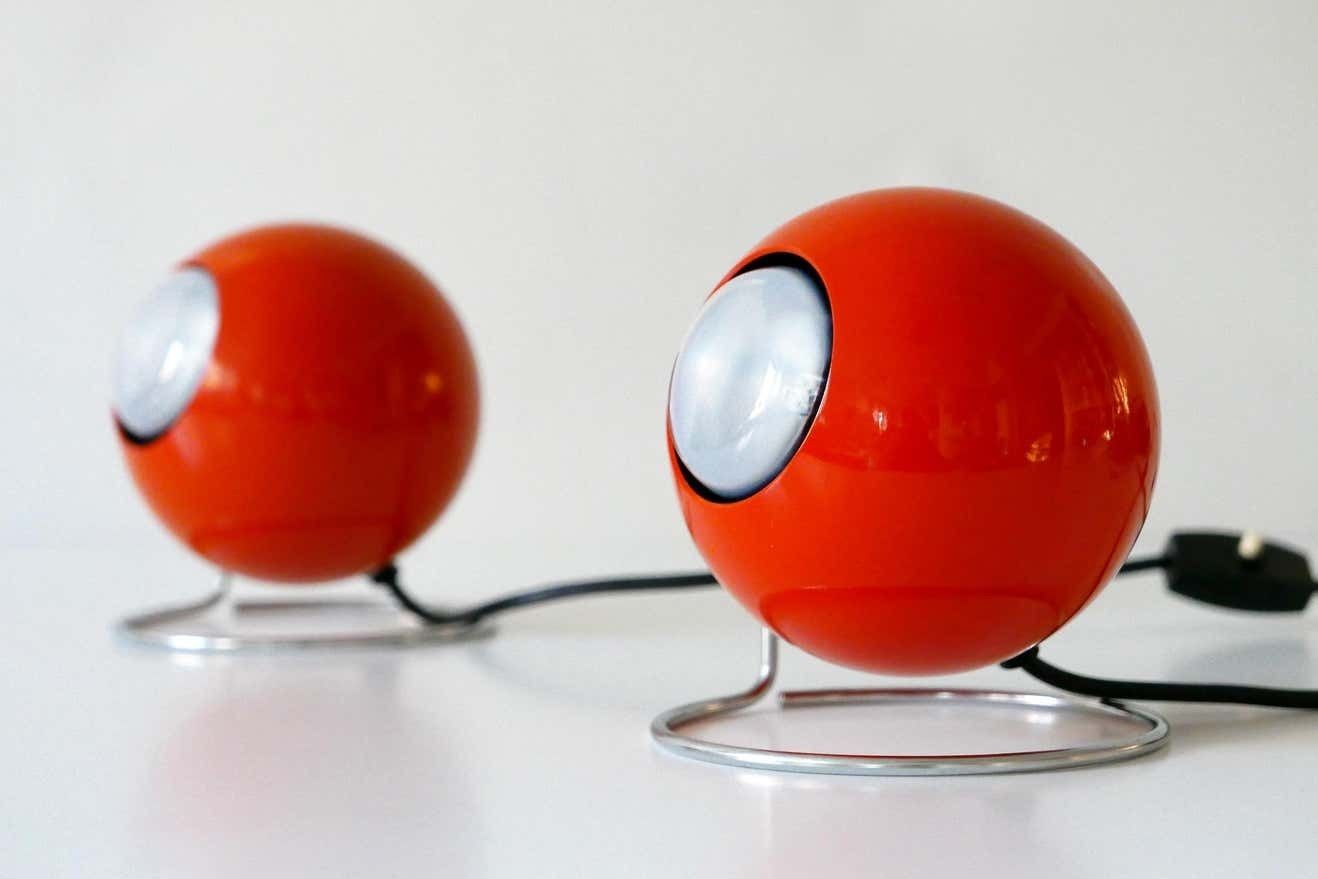 Set Of Two Mid Century Modern Metal ''Eye'' Table Lamps, Erco, 1960s 1970s Germany photo 2541.0