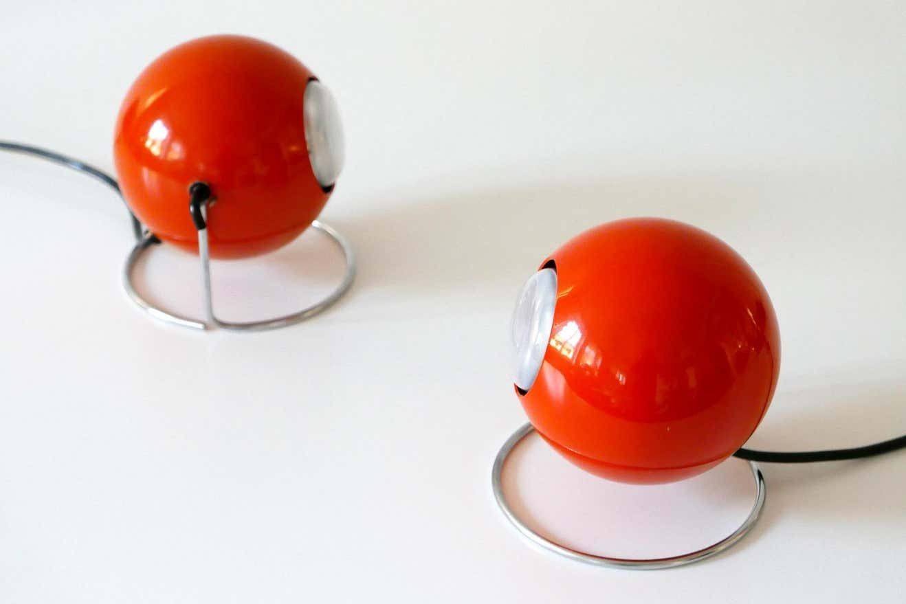 Set Of Two Mid Century Modern Metal ''Eye'' Table Lamps, Erco, 1960s 1970s Germany photo vinterior