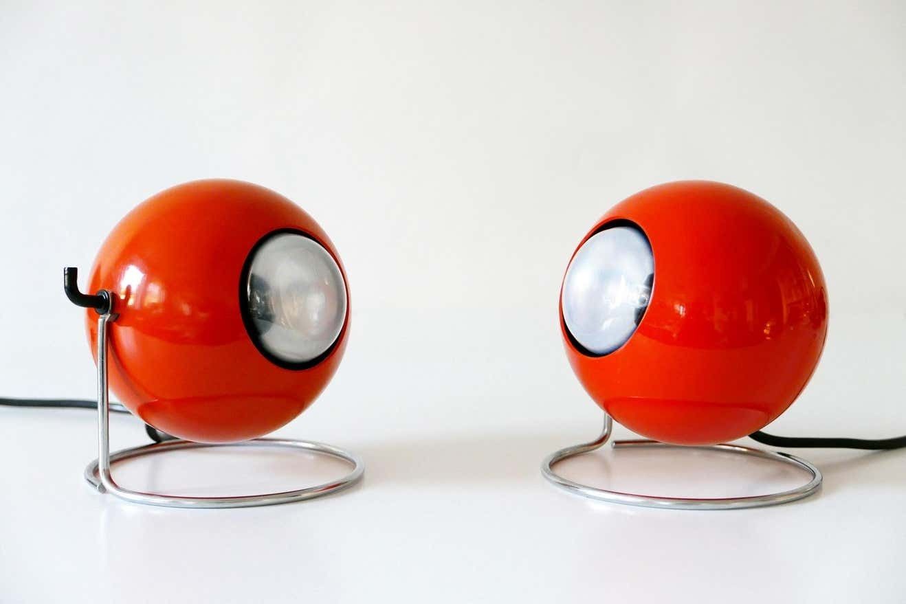 Set Of Two Mid Century Modern Metal ''Eye'' Table Lamps, Erco, 1960s 1970s Germany photo buy