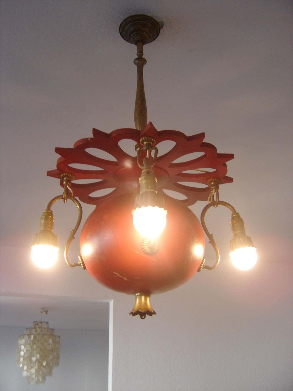 Exceptional Art Nouveau Chandelier Or Pendant Lamp ''Granate Apple'', 1900 Germany photo vintage