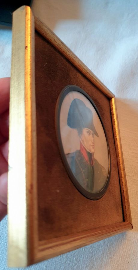 Miniature Medallion  Portrait Napoleon Ier Ivory Painted photo 749.99