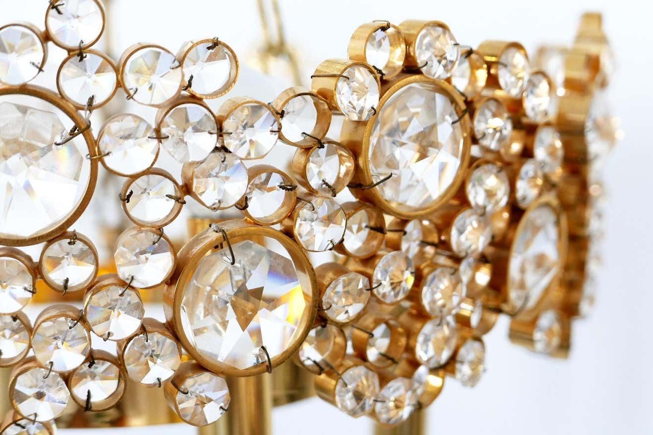 photo vinterior Gilt Brass Facet Cut Crystal Glass Chandelier ''Jewel'' By Palwa, 1970s, Germany