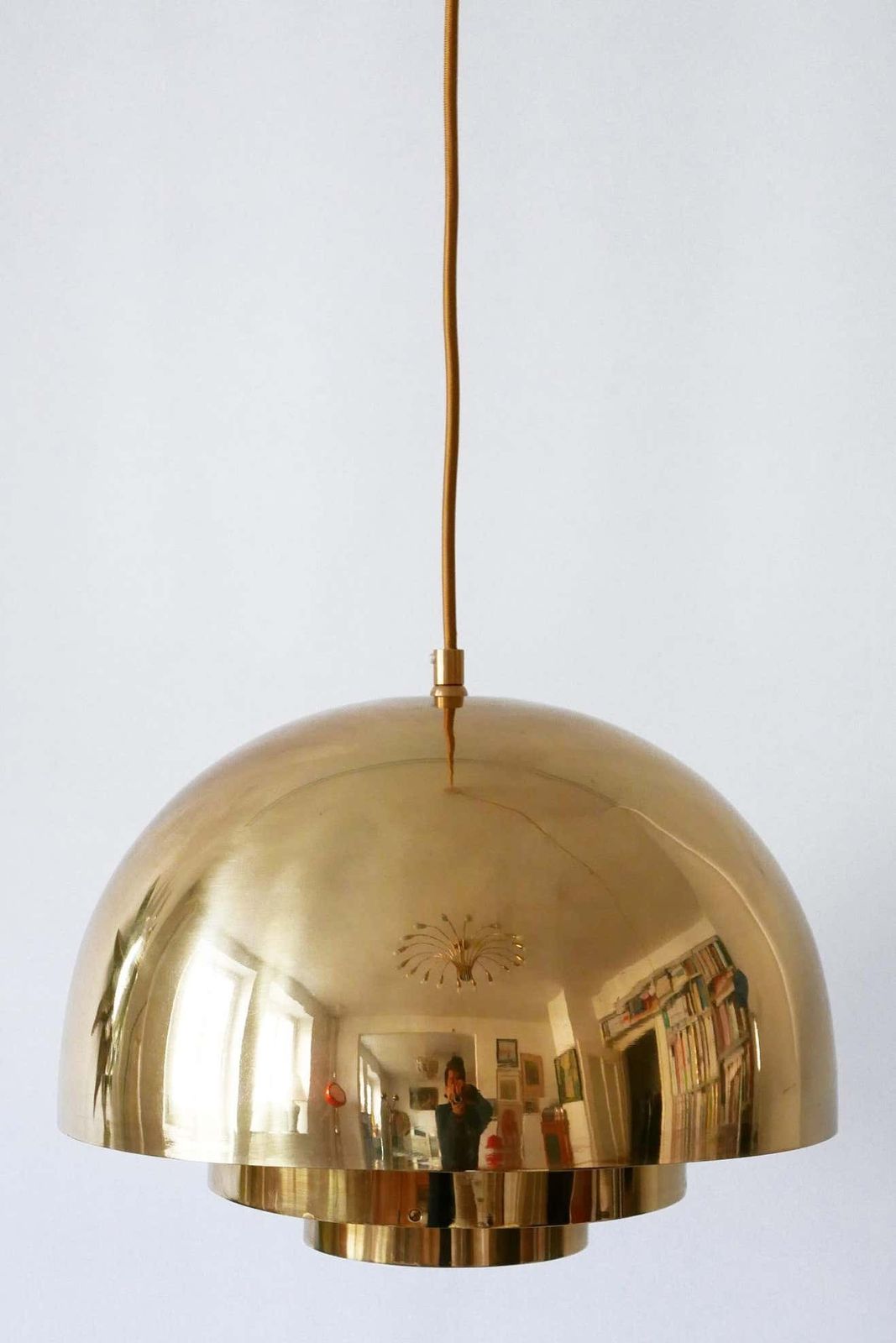 photo furniture Brass Pendant Lamp Dome By Vereinigte Werkstätten München In 1960s, Germany