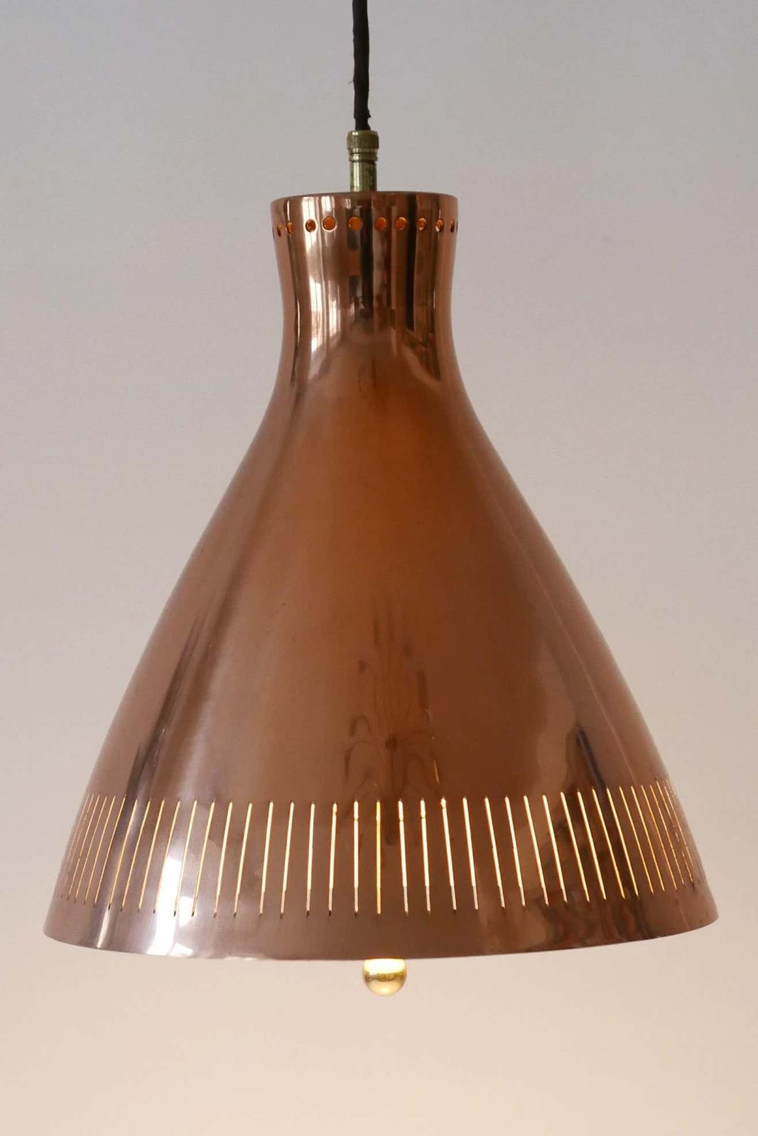Mid Century Modern Copper Pendant Lamp By Vereinigte Werkstätten 1960s Germany photo vintage