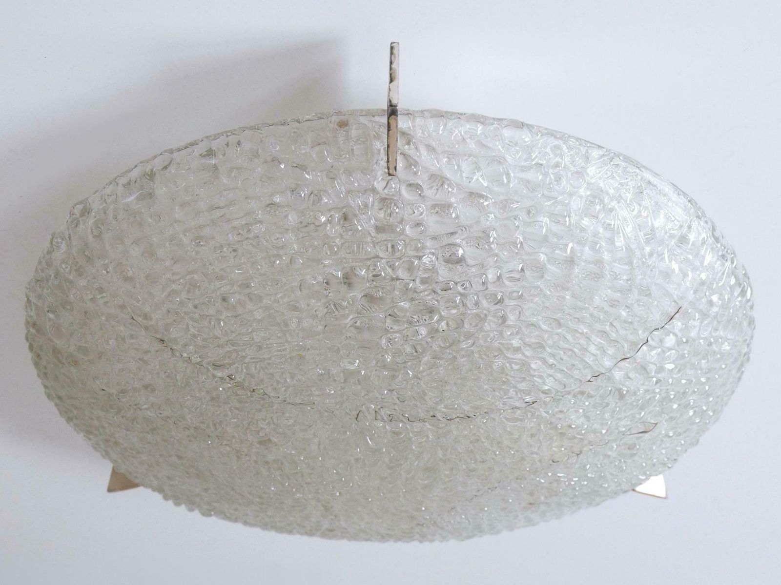 Rare Mid Century Modern Ice Glass Flush Mount Or Sconce By Kaiser Leuchten 1960s photo for sale