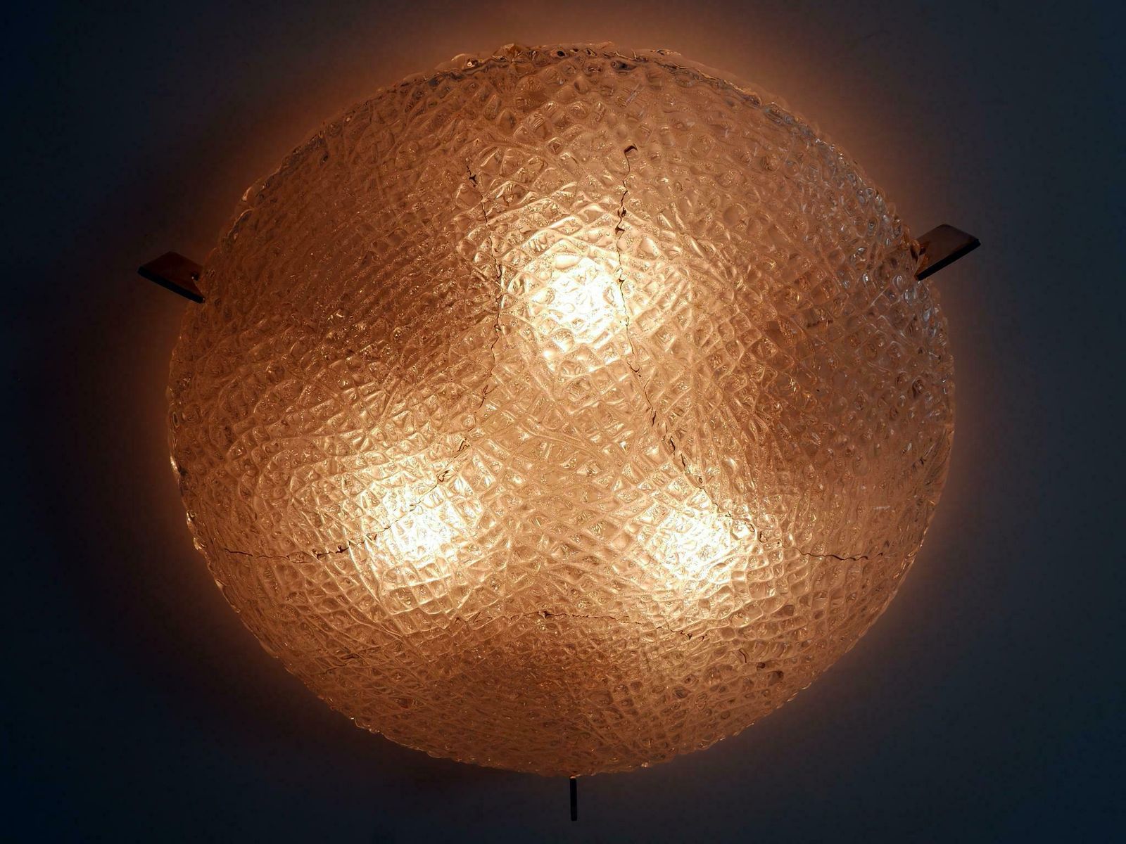 photo buy Rare Mid Century Modern Ice Glass Flush Mount Or Sconce By Kaiser Leuchten 1960s