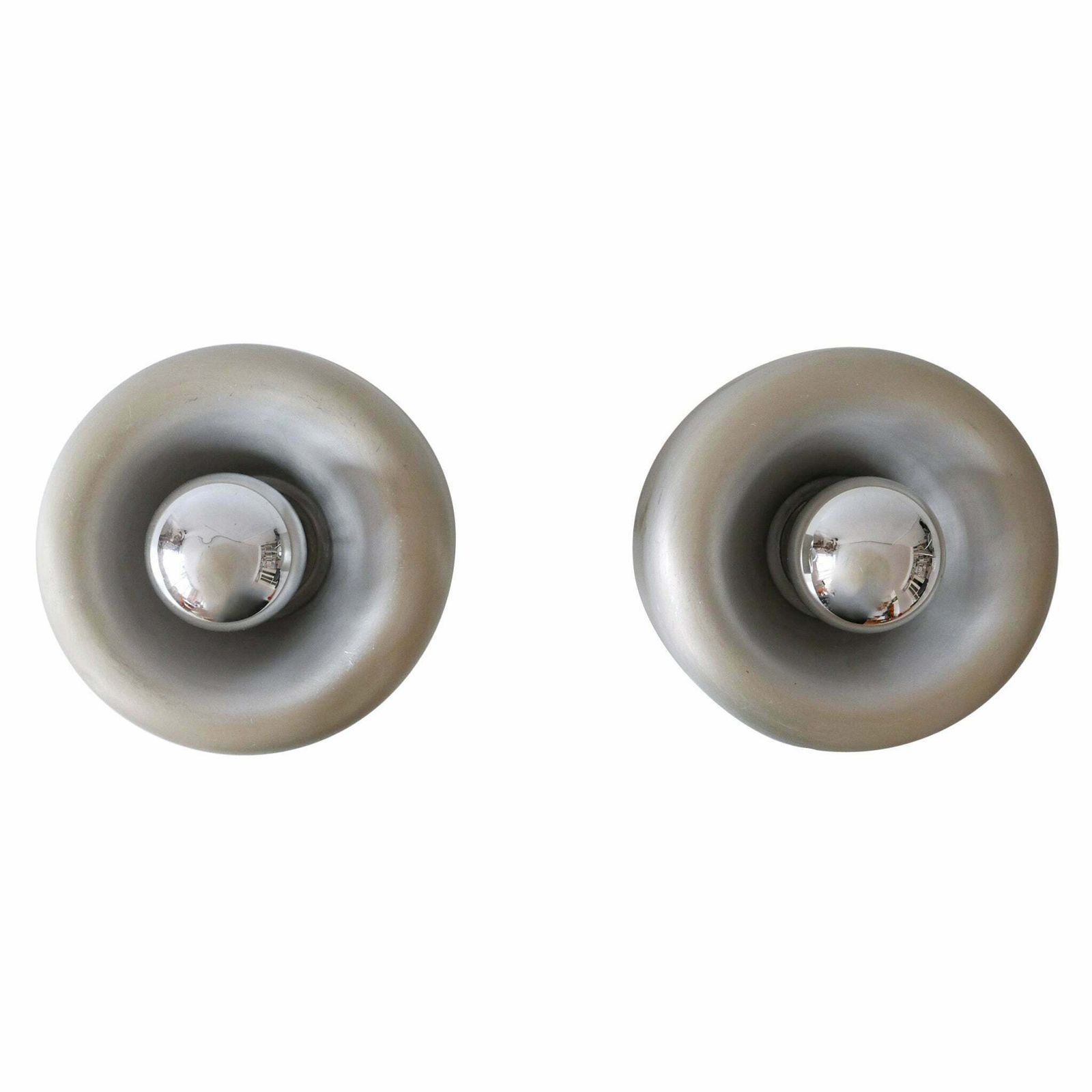 Set Of Two Mid Century Doughnut Ceiling Fixtures Or Sconces By Staff Germany 1970s