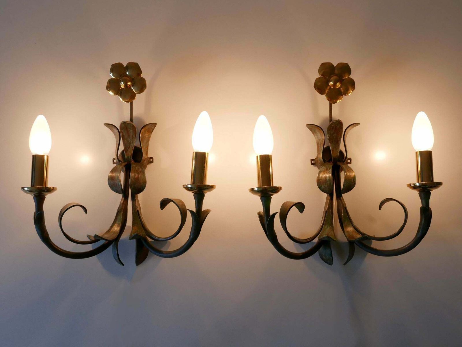 Set Of Two Brass & Metal Flush Mount Or Sconces By Hans Möller, Germany, 1970s photo furniture