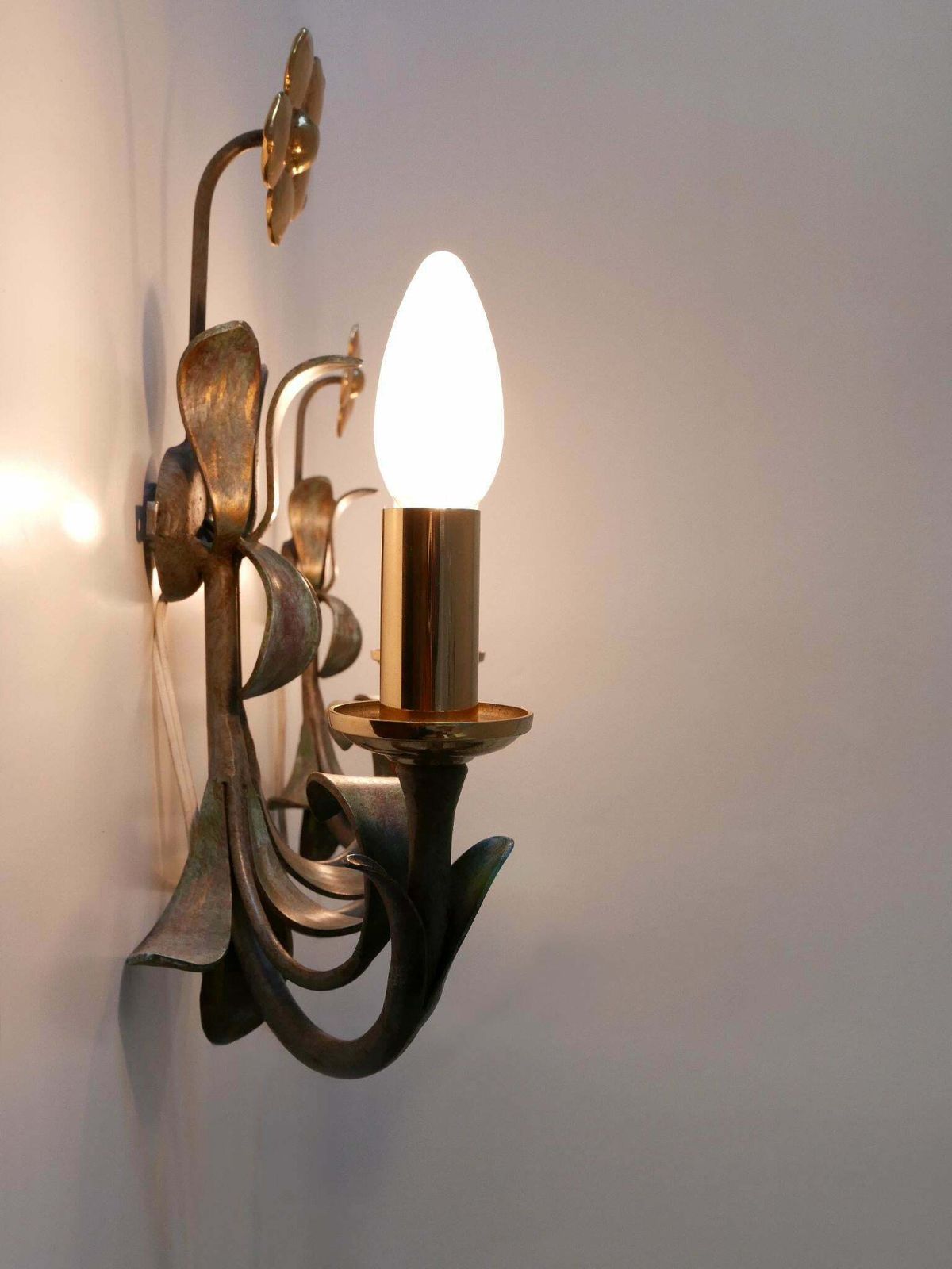 photo buy Set Of Two Brass & Metal Flush Mount Or Sconces By Hans Möller, Germany, 1970s