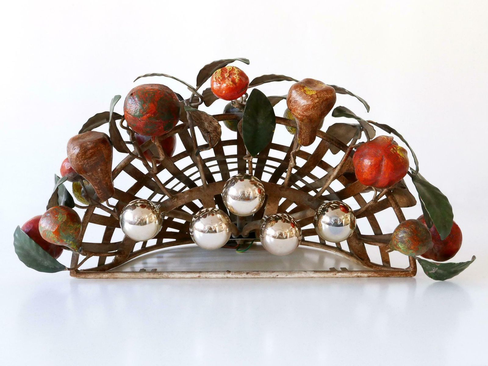 photo vintage Lovely Mid Century Modern Sconce Fruit Basket By Lucienne Monique Italy, 1960s