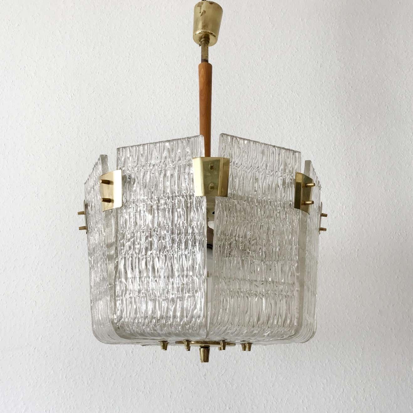Monumental Midcentury Basket Chandelier Or Pendant Lamp By J.T. Kalmar, 1950s photo vintage