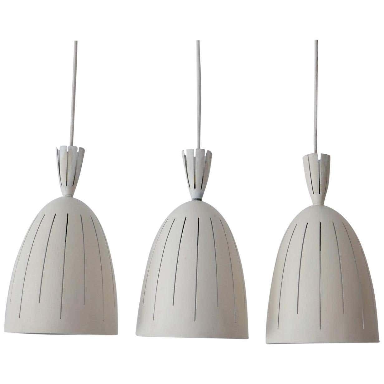 Set Of Three Lovely Mid Century Modern Diabolo Pendant Lamps, 1950s, Germany