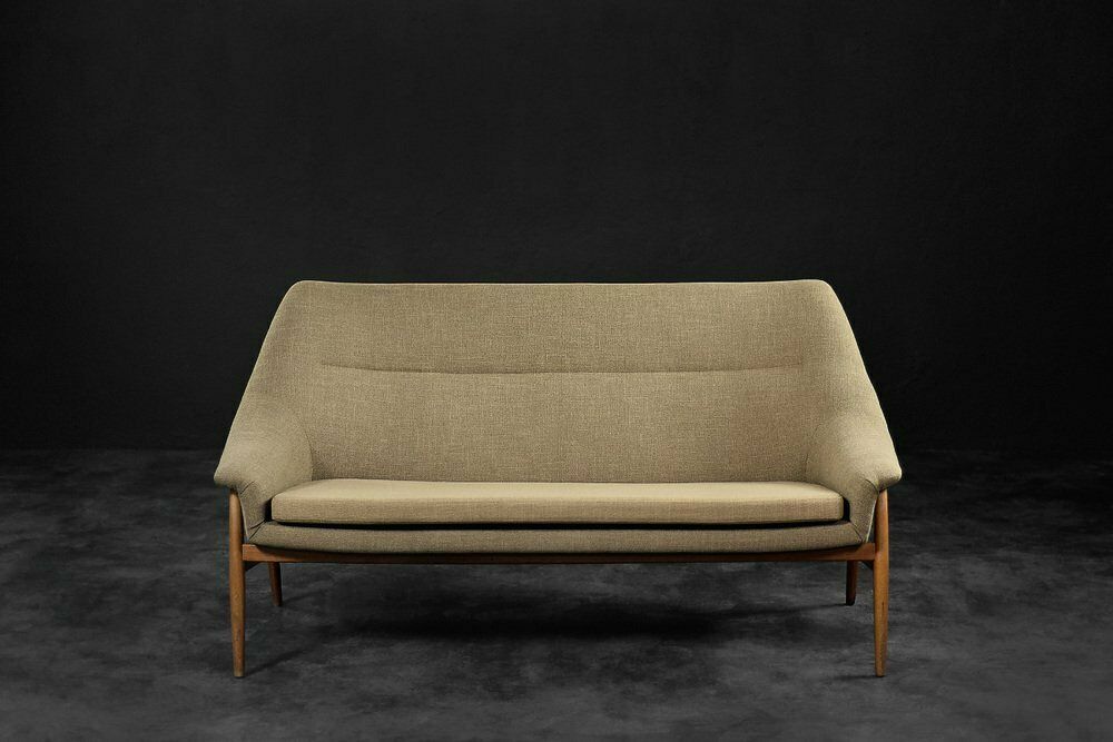 Mid Century Scandinavian Modern Two Seater Sofa In Brown Fabric From Ikea, 1961