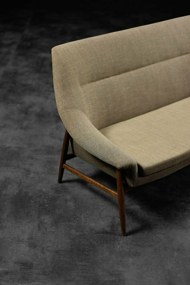 photo vinterior Mid Century Scandinavian Modern Two Seater Sofa In Brown Fabric From Ikea, 1961