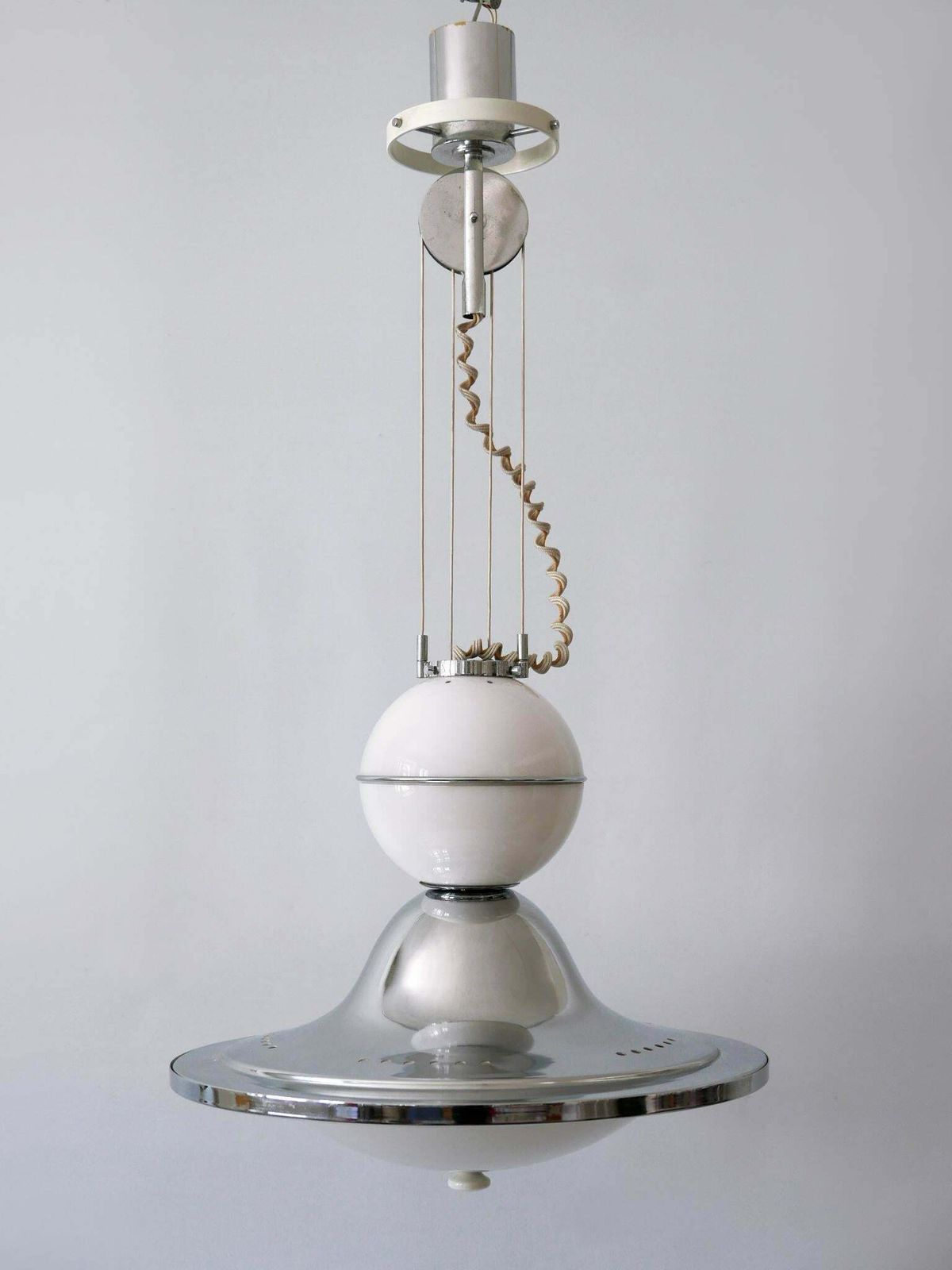 Rare And Large Mid Century Modern Counterweight Pendant Lamp Ufo Italy 1960s photo for sale