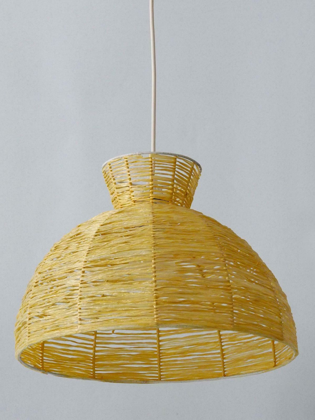 1089.0 Mid Century Modern Raffia Bast Pendant Lamp Or Hanging Light Germany 1970s photo