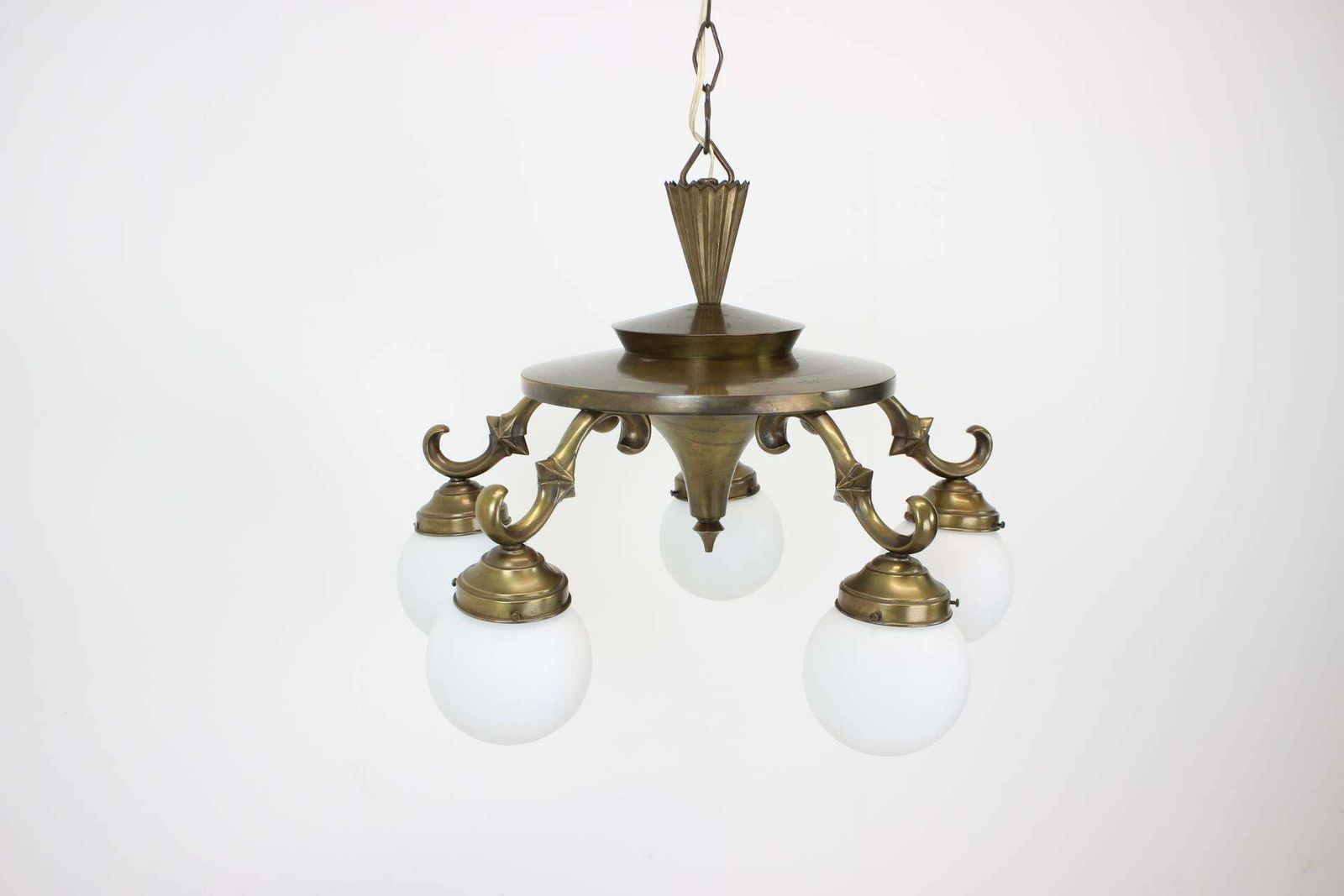 Art Deco Large 5 Flamming Chandelier, 1930s photo furniture