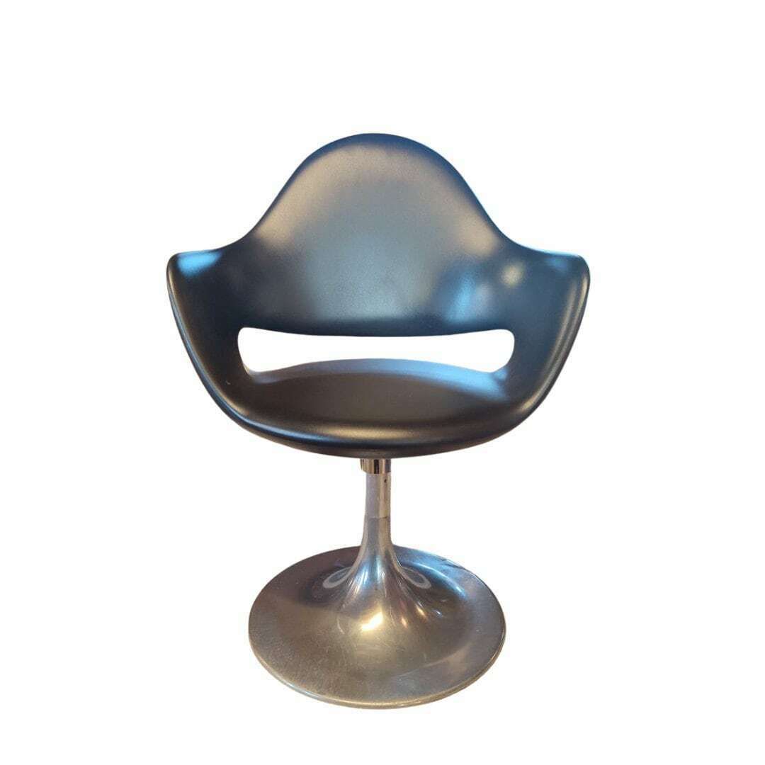 Vintage Italian Designer Tulip Chair By Fabio Di Bartolomei   Distinctive Black Swivel Seating For Modern Interiors