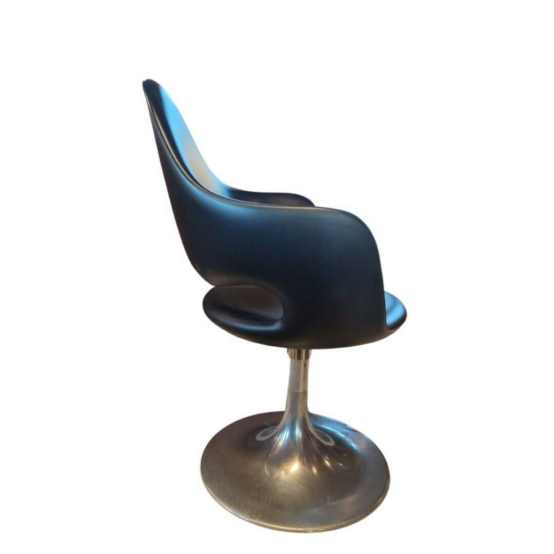 Vintage Italian Designer Tulip Chair By Fabio Di Bartolomei   Distinctive Black Swivel Seating For Modern Interiors photo for sale