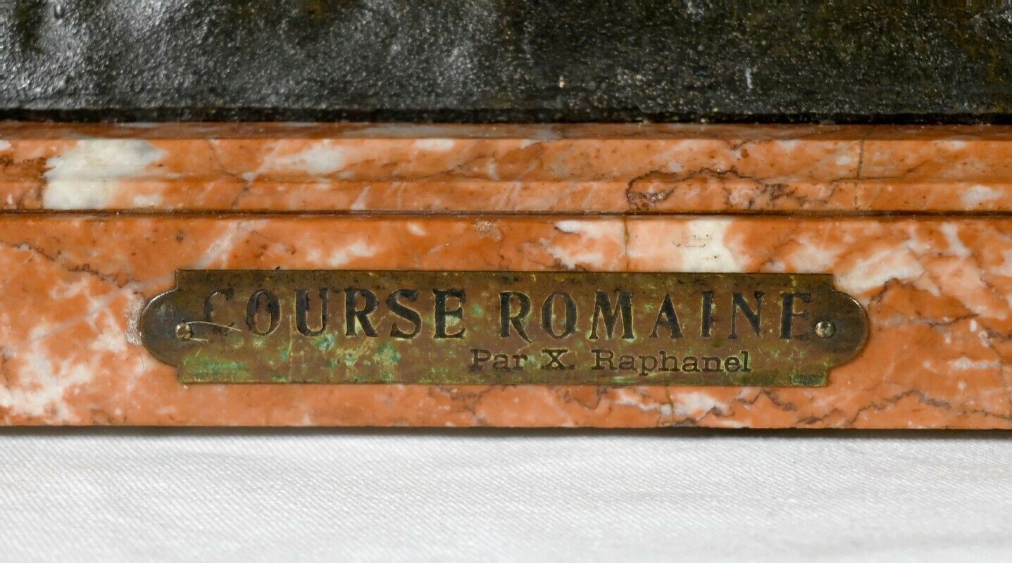 2152.7 Important Spelter Clock “Roman Race” By X.Raphanel – Late 19th Century photo