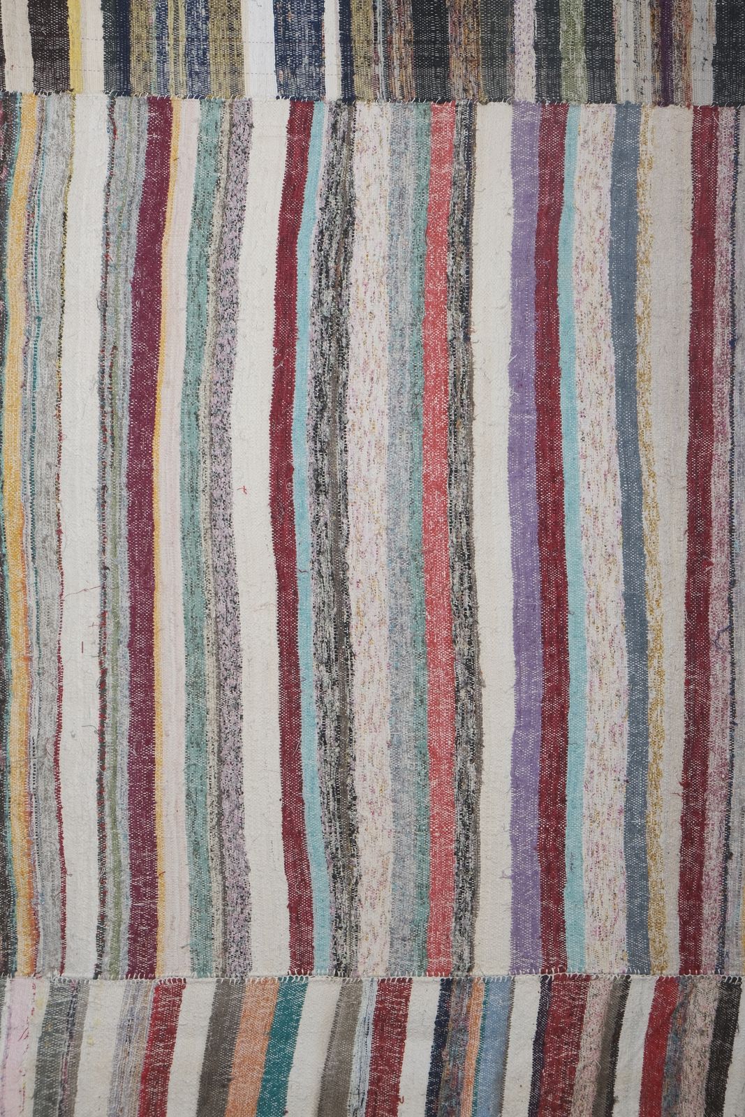 Textiles Vintage Striped Turkish Flat Weave Kilim Rag 13'1'' X 13'2'' photo