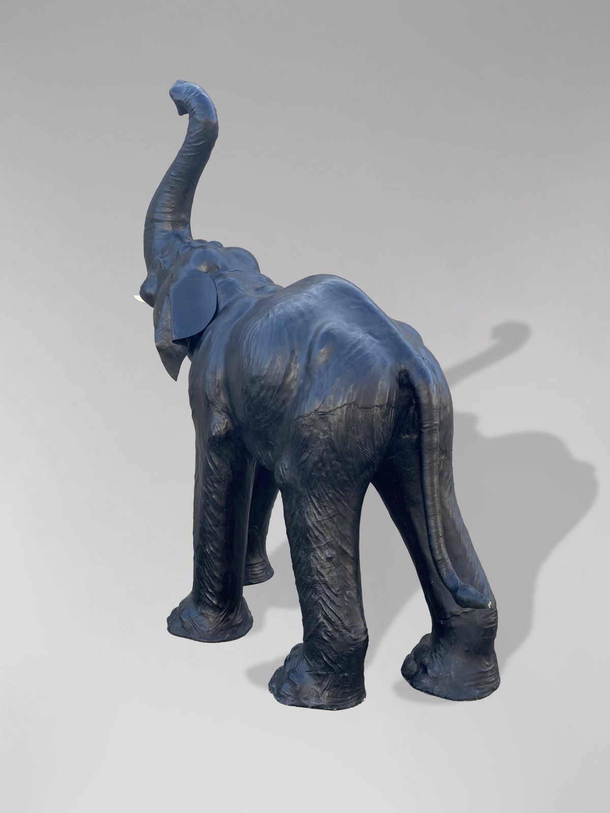 Stunning Pair Of 20th Century Tall Leather Elephants photo furniture