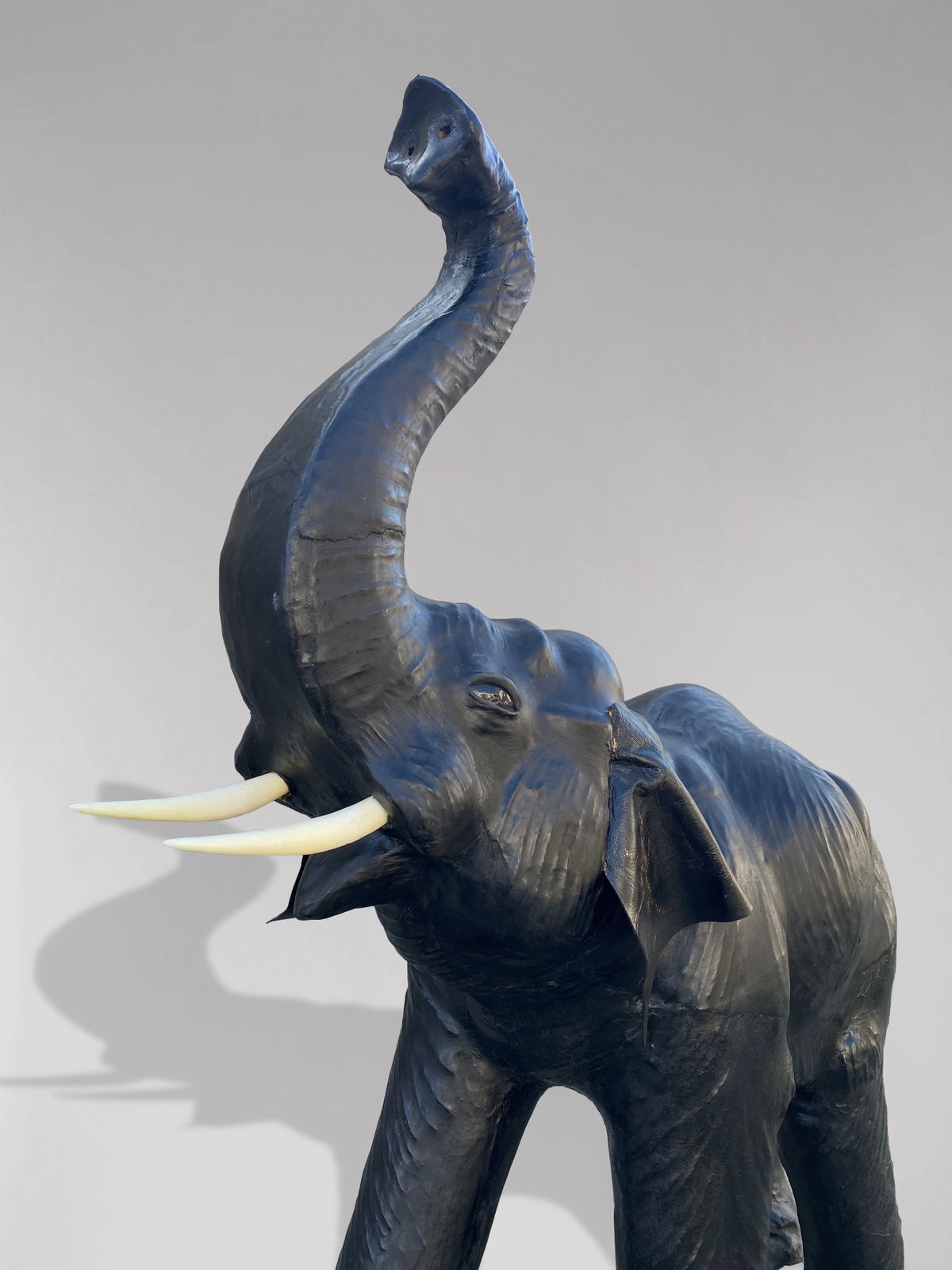 Stunning Pair Of 20th Century Tall Leather Elephants photo vinterior