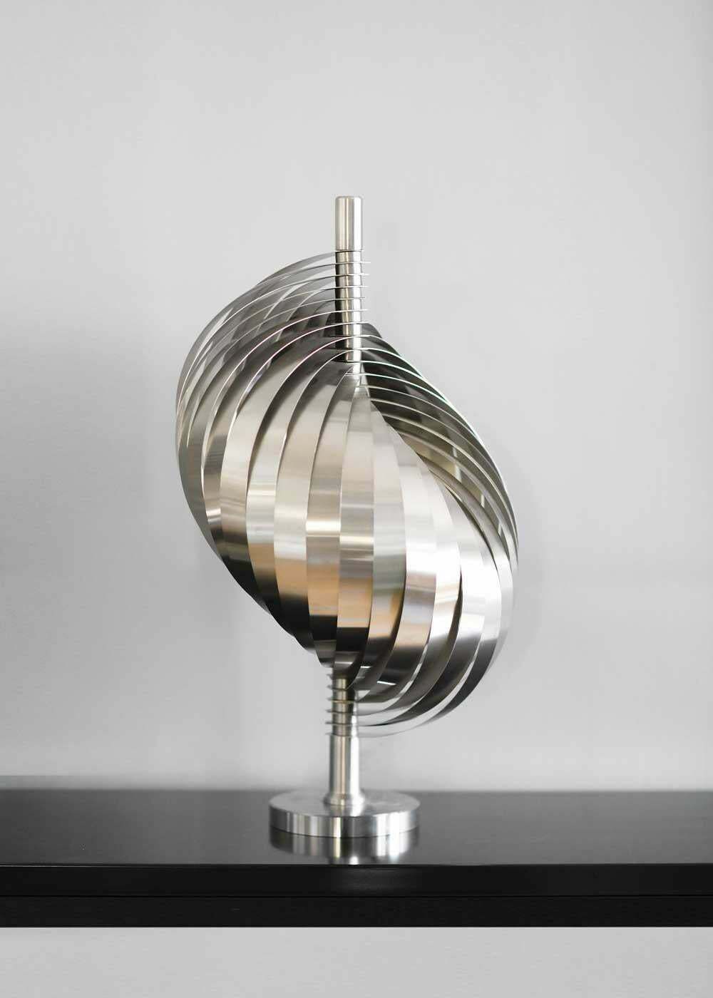 Pair Of Table Lamps By Henri Mathieu With Structure In Steel And Aluminium, 1970 photo Lighting
