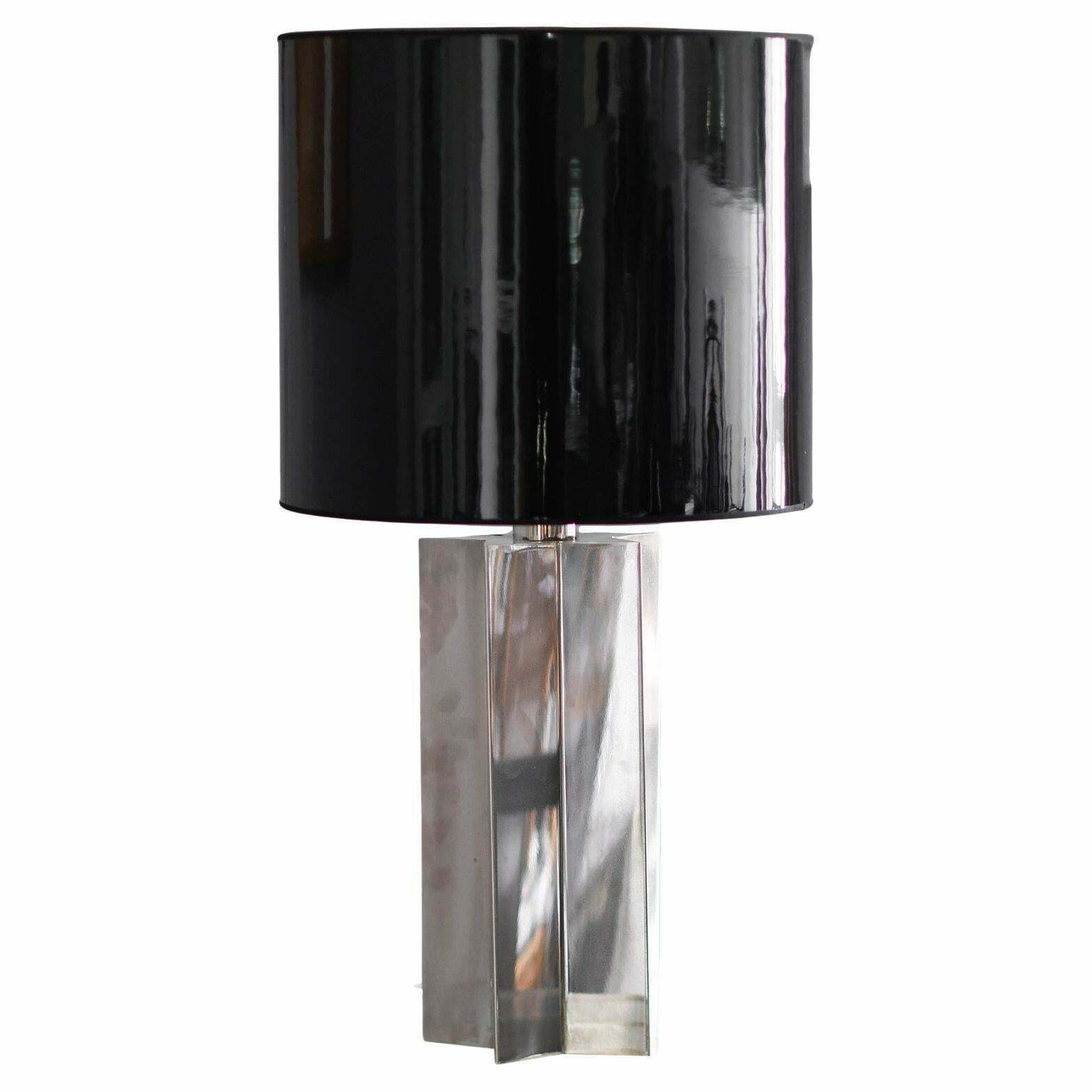 70s Lamp Made Of Chromed Metal And Vinyl