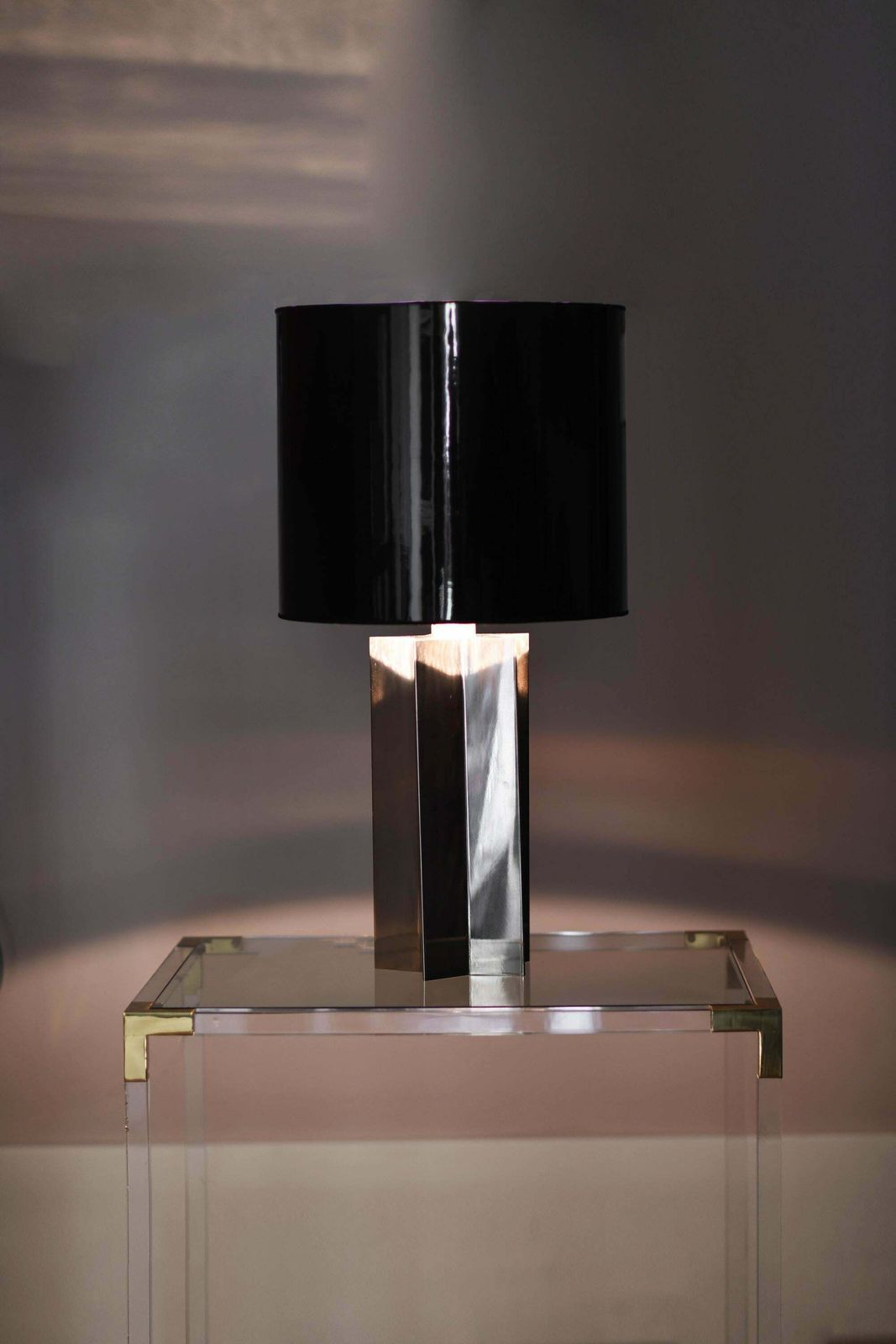 70s Lamp Made Of Chromed Metal And Vinyl photo Lighting