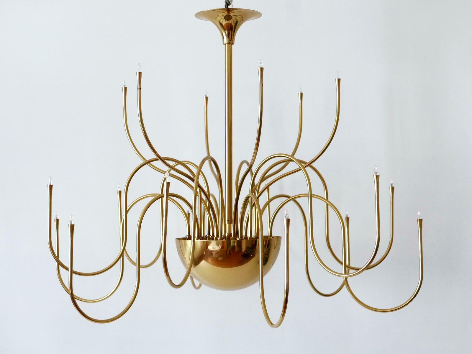 Elegant Brass Chandelier Or Pendant Lamp Mesa 18 By Florian Schulz Germany 1990s photo 2899.0