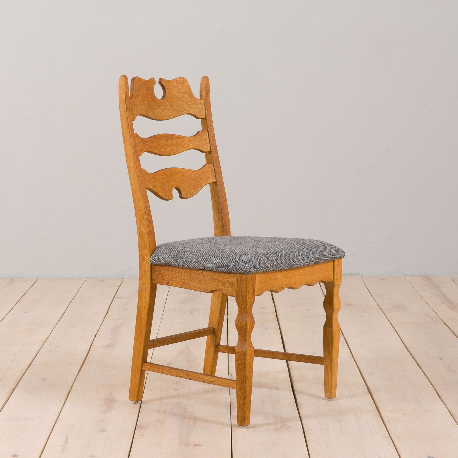 photo for sale Danish Set Of Six Oak Razor Chairs, H. Kjærnulf For Eg Kvalitetsmøbler 1960s