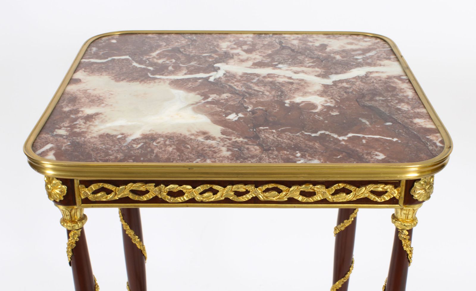 Furniture Vintage Pair Of French Louis Revival Ormolu Mounted Occasional Tables 20th C photo