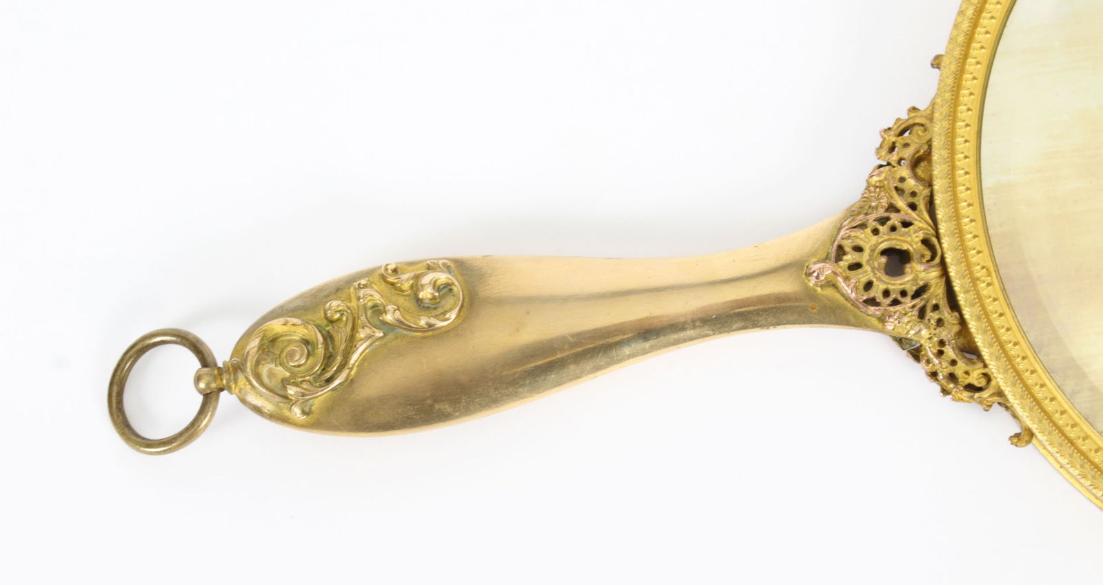 photo vinterior Antique French Limoges Ormolu Hand Mirror, Signed Joseph Meissonnier  19th C