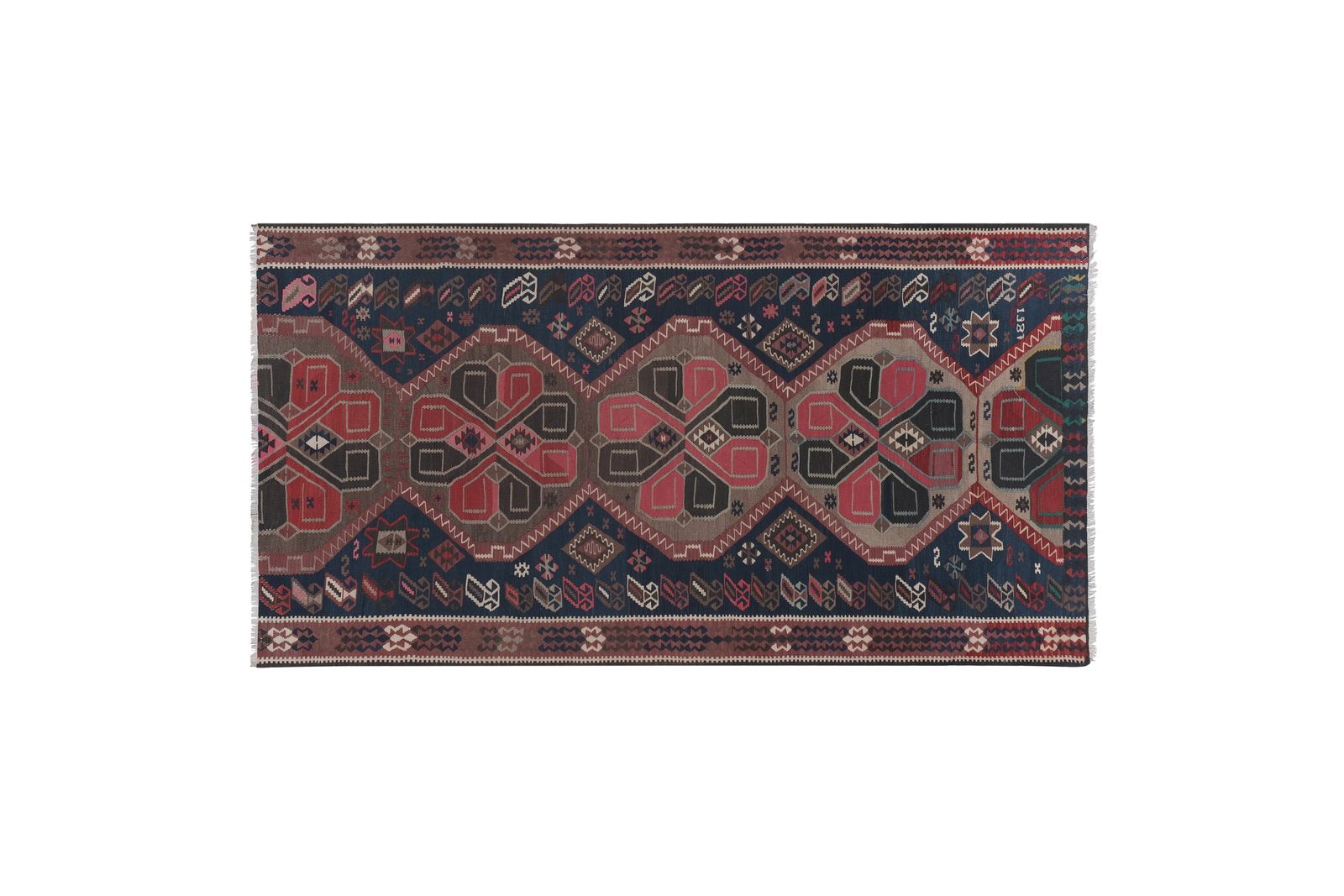 Mid 20th Century Decorative Long Vintage Kars Kilim Rug photo Textiles