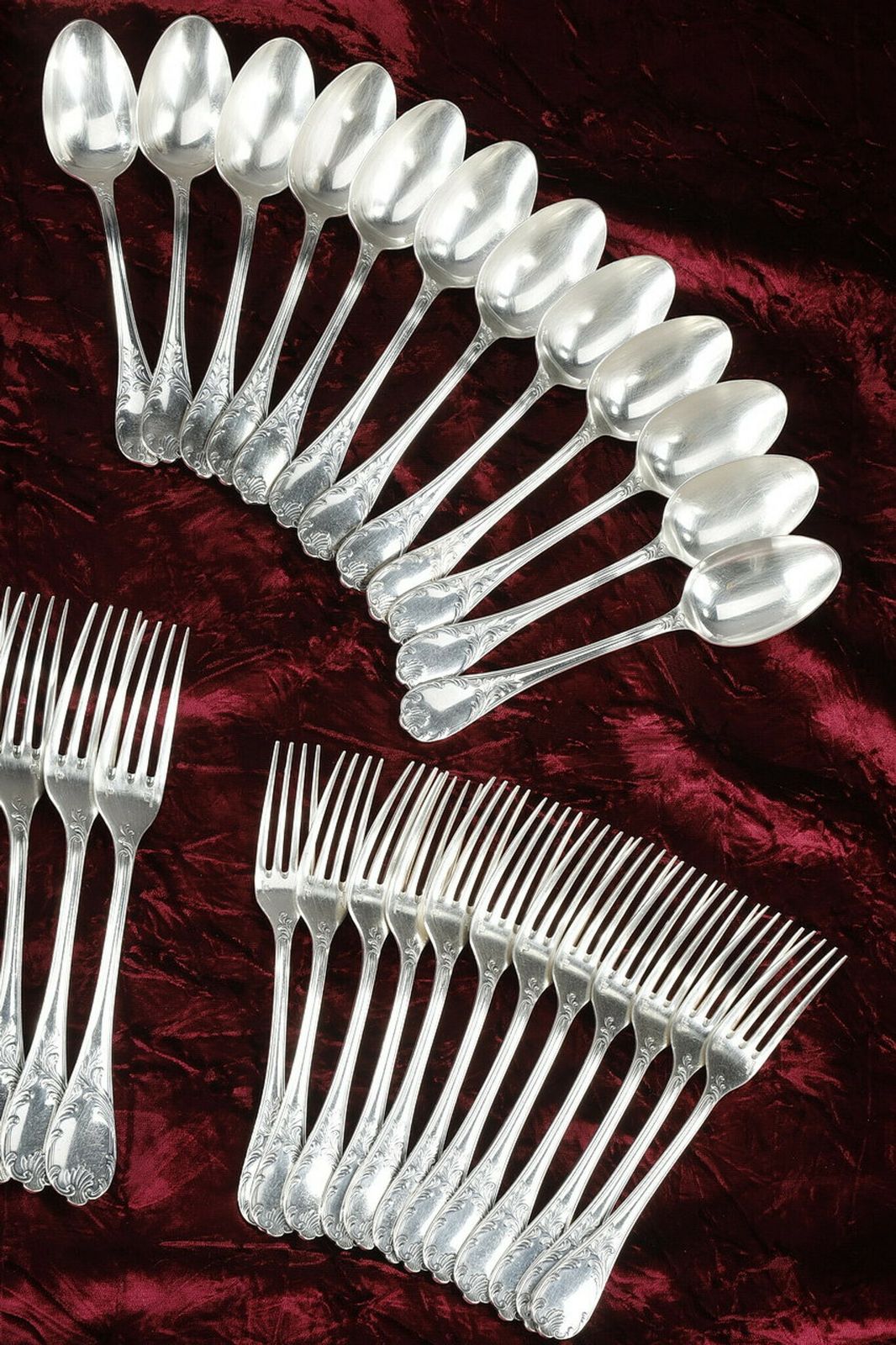 Christofle   Set Of 51 Louis XV Style Silver Plated Flatware photo Home Decor