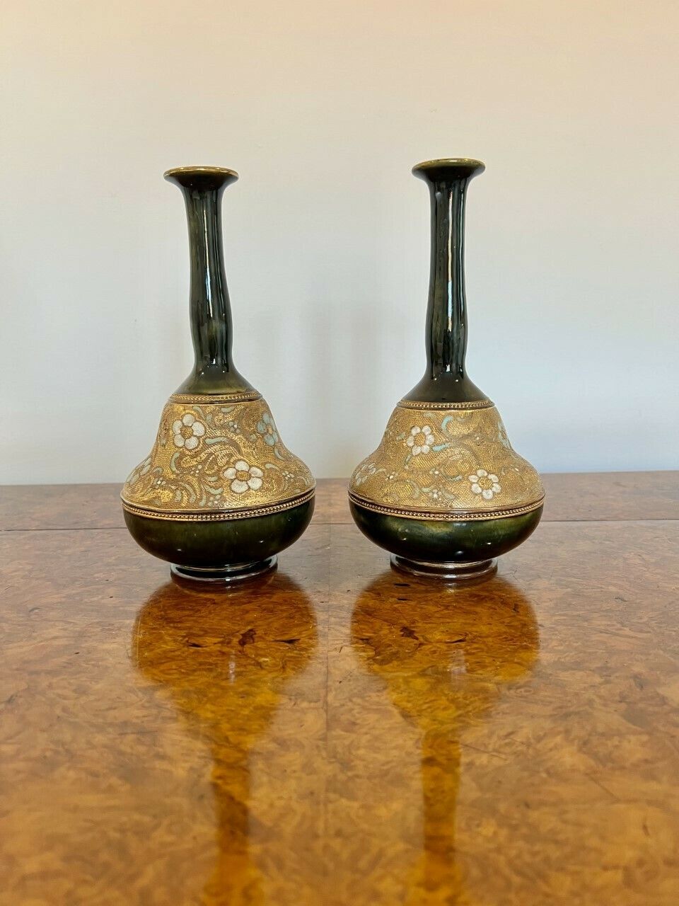 Unusual Shaped Pair Of Quality Antique Doulton Vases photo furniture