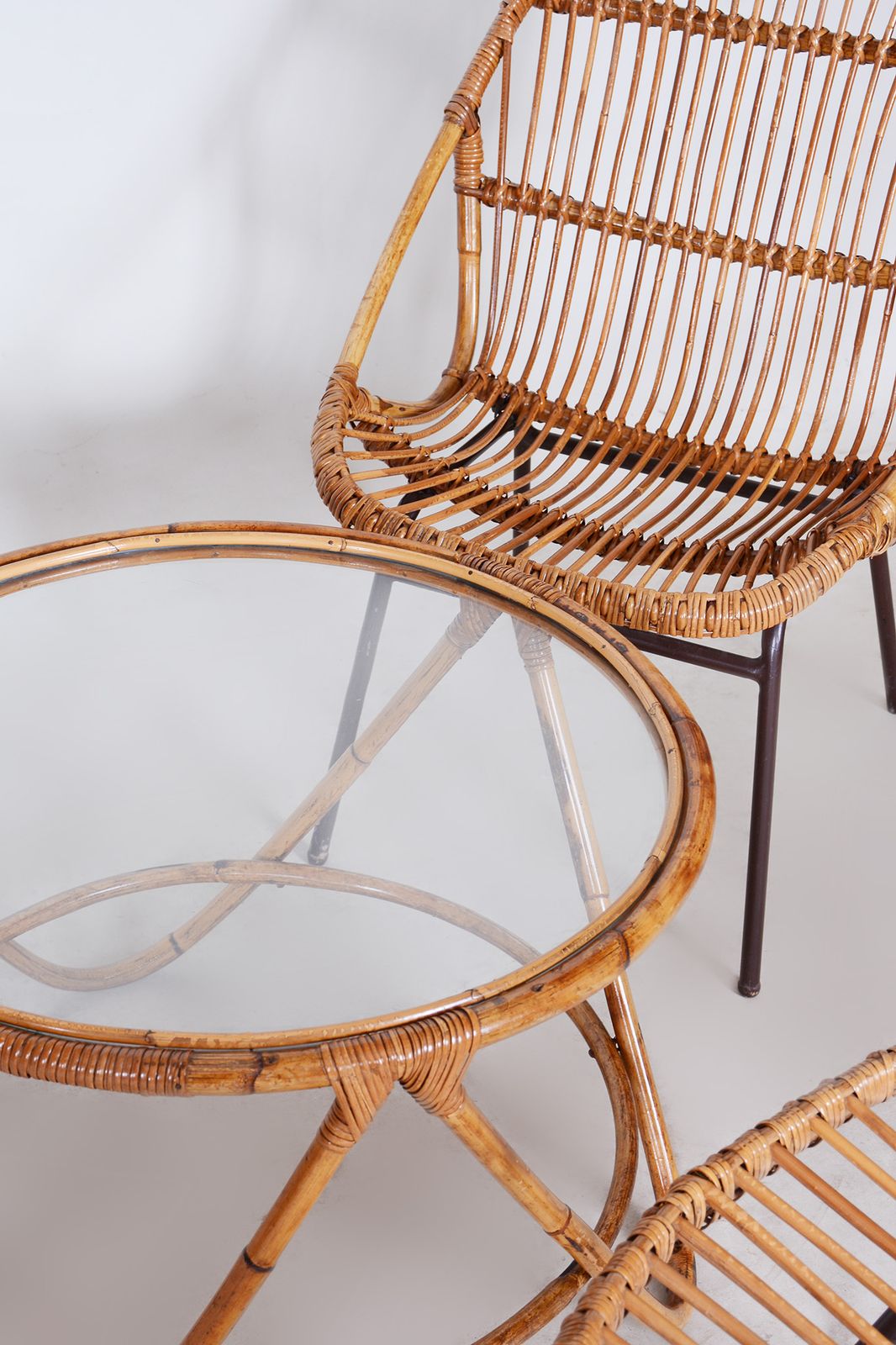 Art Deco Rattan Seating Set Designed By Alan Fuchs, Perfect Original Condition, Czechia, 1940s photo vinterior