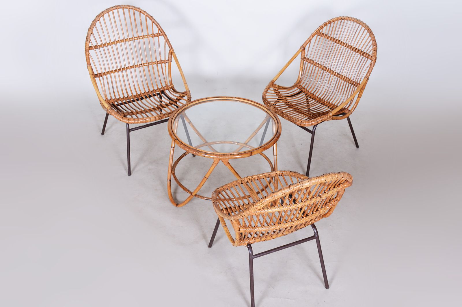Art Deco Rattan Seating Set Designed By Alan Fuchs, Perfect Original Condition, Czechia, 1940s photo buy