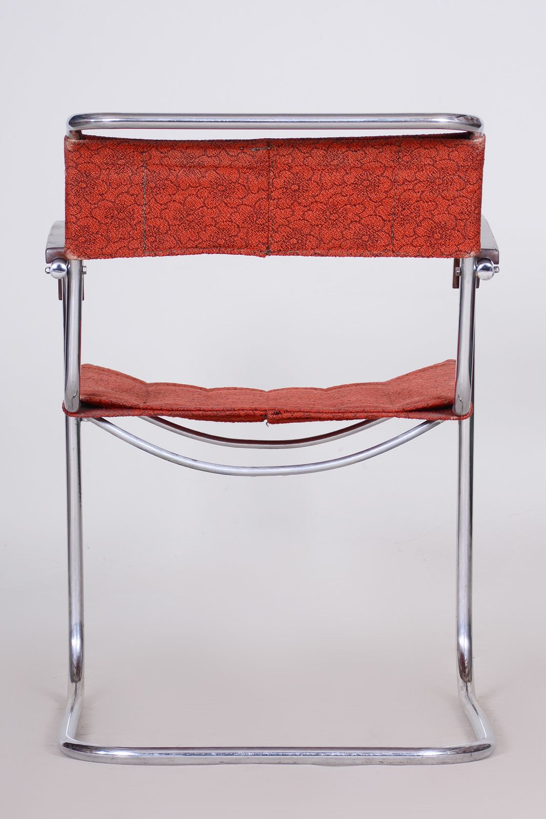 photo furniture Red Bauhaus Armchair By Marcel Breuer, Made By Mücke   Melder, Beech, Chrome, Very Well Preserved Original Condition, Czechia, 1930s