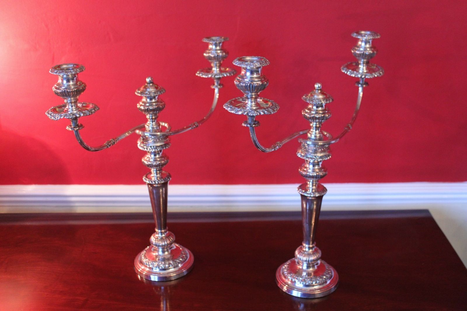 A Magnificent Pair Of Old Sheffield Plate Candelabra photo furniture