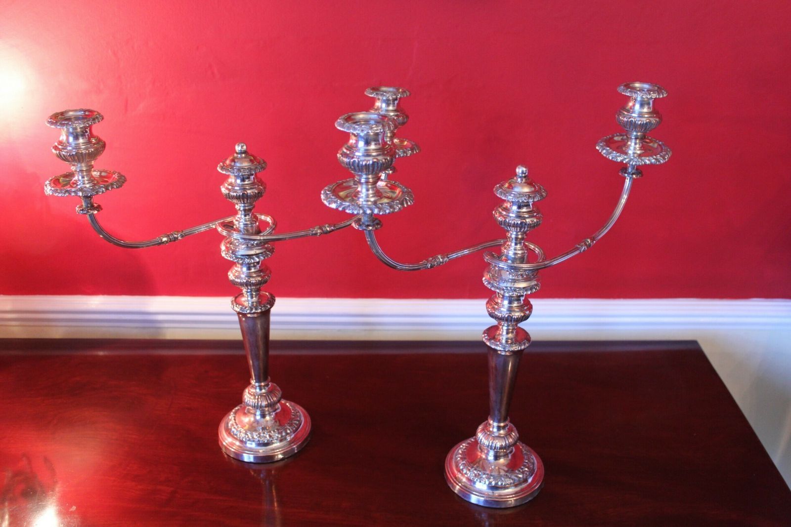 photo furniture A Magnificent Pair Of Old Sheffield Plate Candelabra
