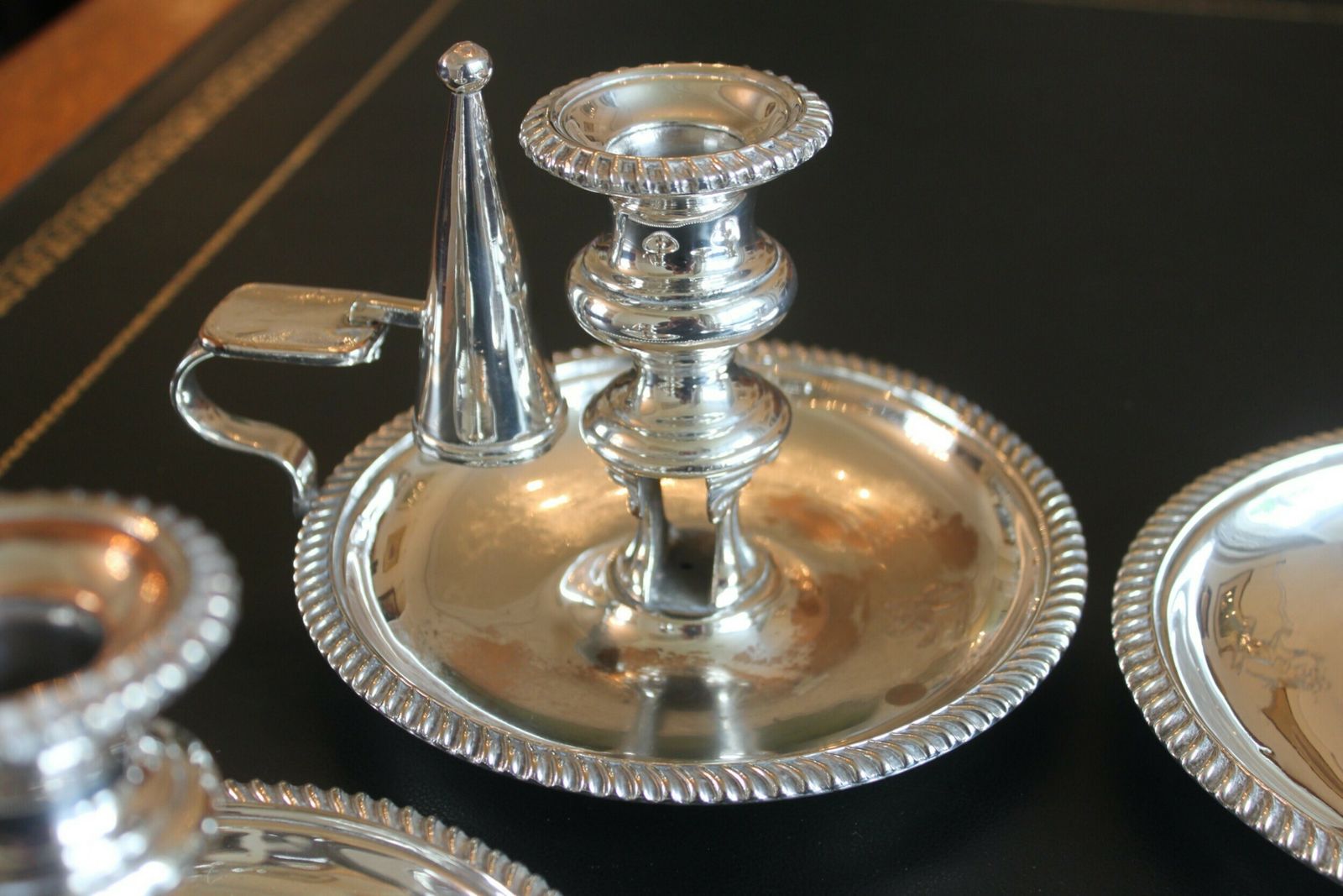 A Rare Set Of Four Early 19th Century Silver Plated Chamber Sticks photo buy