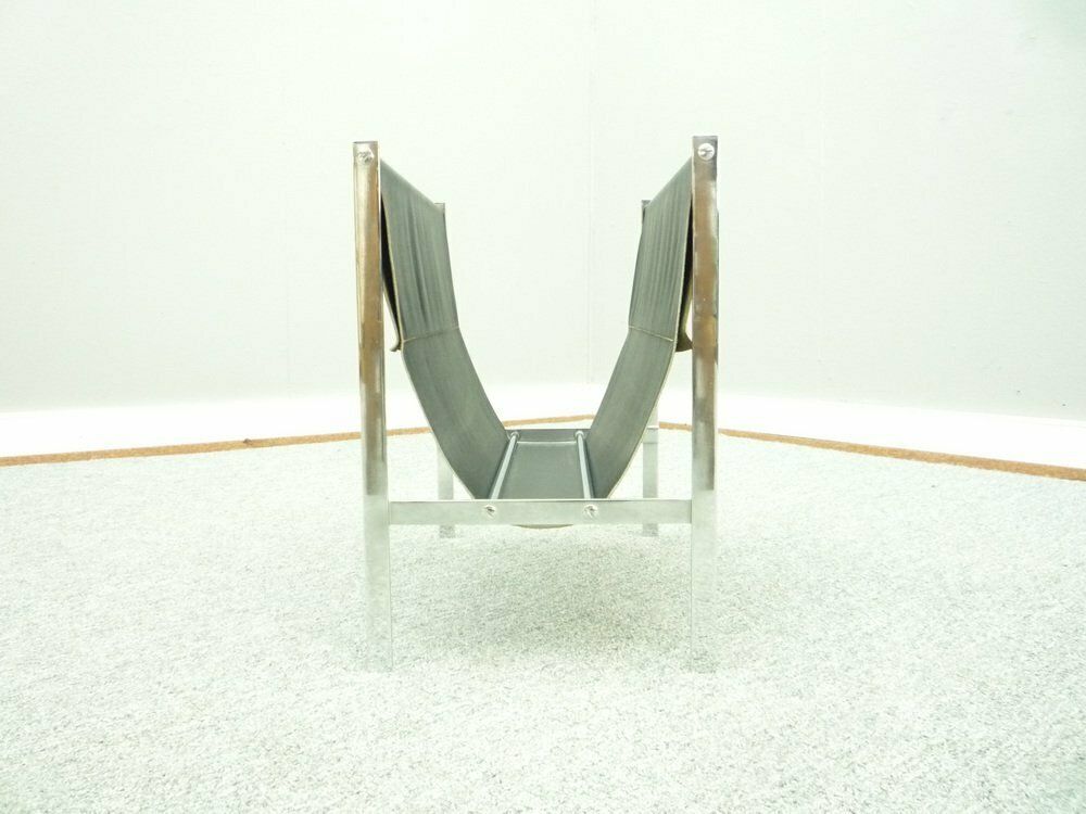 Chrome And Leather Magazine Rack, 1960s photo Home Decor